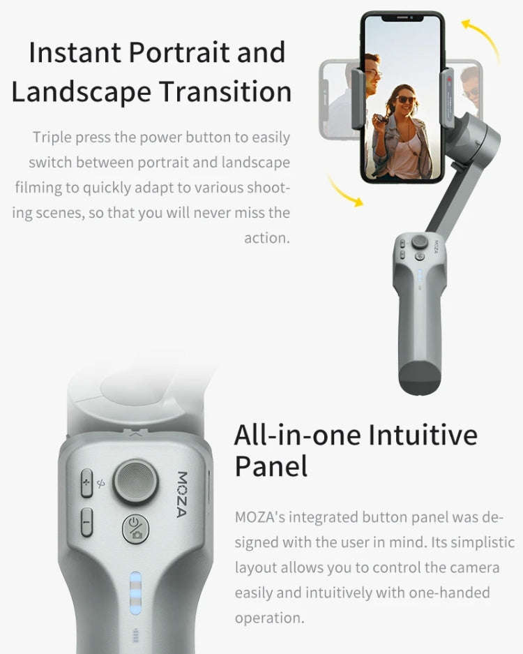 MOZA Mini MX 3 Axis Foldable Handheld Gimbal Stabilizer for Action Camera and Smart Phone(Grey)