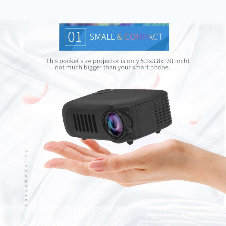 A2000 Portable Projector 800 Lumen LCD Home Theater Video Projector, Support 1080P, AU Plug (White)