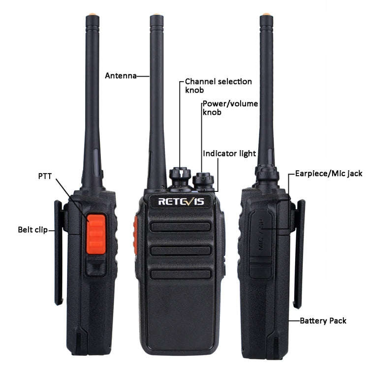 1 Pair RETEVIS RT24 EU Frequency PMR 446/400-470MHz 16CHS Two Way Radio Handheld Walkie Talkie, E...