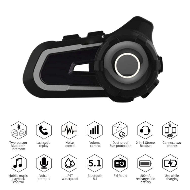 WUPP CS-1412C1 Bluetooth 5.1 S2 Motorcycle Helmet Full Duplex Bluetooth Intercom Headset Earphone...