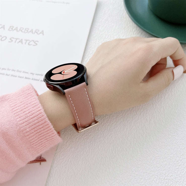 For Samsung Galaxy Watch4 40mm / 44mm Sewing Leather Strap Watch Band(Dark Pink)