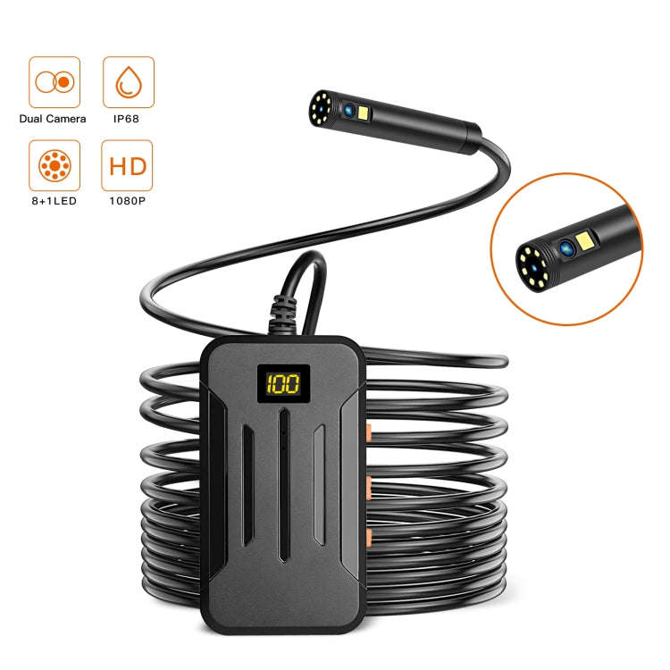 F300 8mm IP68 Waterproof HD Dual Cameras Digital Endoscope, Length:10m Hard Cable(Black)