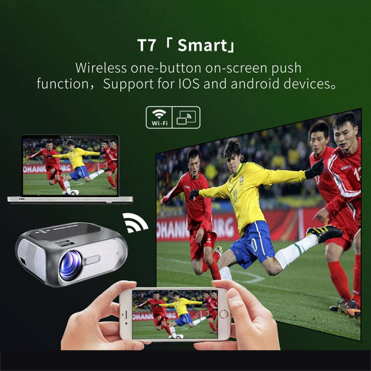 T7 1920x1080P 200 ANSI Portable Home Theater LED HD Digital Projector, Basic Version, UK Plug(Black)