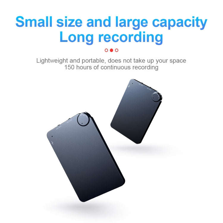 K2 Portable Ultra-thin Card Voice Recorder, Capacity:16GB(Black)
