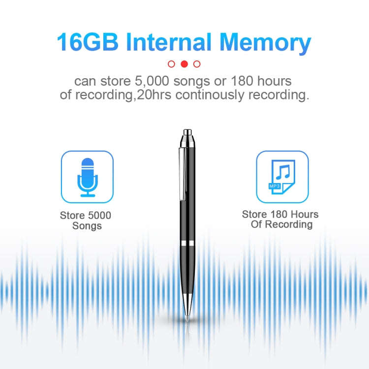 Q90 Intelligent HD Digital Noise Reduction Recording Pen, Capacity:16GB(Black)