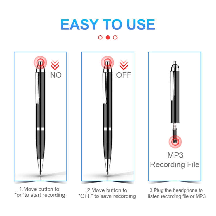 Q90 Intelligent HD Digital Noise Reduction Recording Pen, Capacity:16GB(Black)