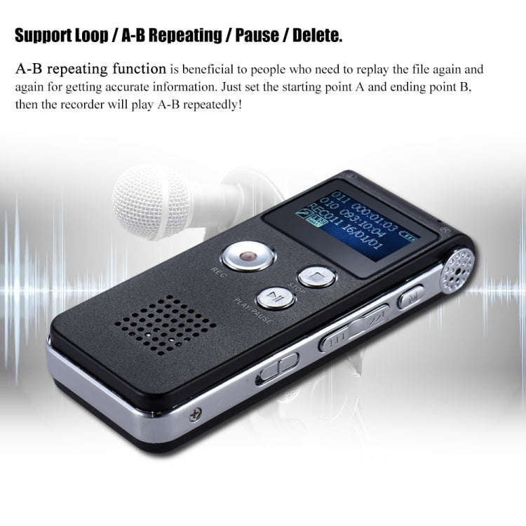 SK-012 32GB USB Dictaphone Digital Audio Voice Recorder with WAV MP3 Player VAR Function(Black)