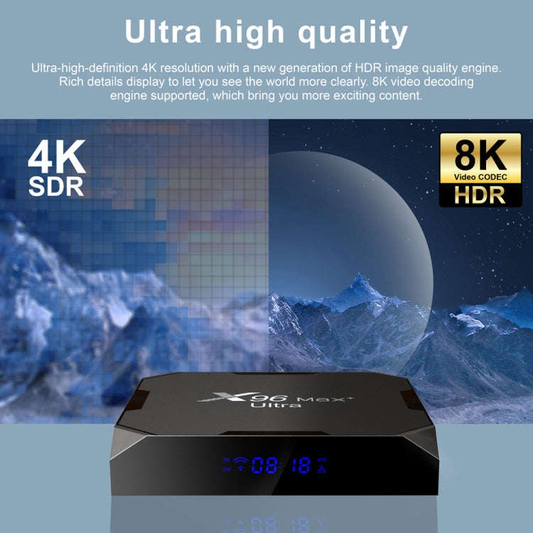 H96 Max+ Ultra 4GB+32GB Amlogic S905X4 8K Smart TV BOX Android 11.0 Media Player, Plug Type:UK Plug