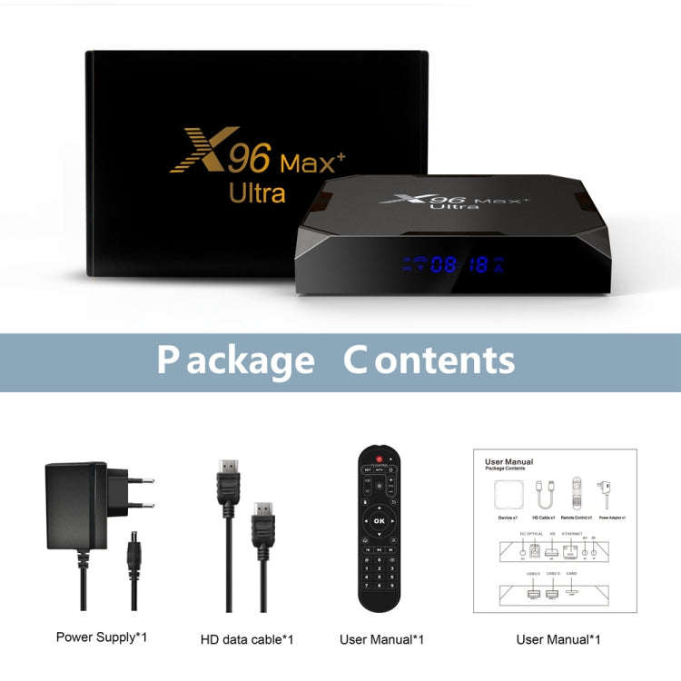 X96 Max+ Ultra 4GB+64GB Amlogic S905X4 8K Smart TV BOX Android 11.0 Media Player, Plug Type:UK Plug