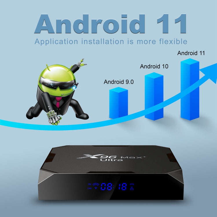 X96 Max+ Ultra 4GB+64GB Amlogic S905X4 8K Smart TV BOX Android 11.0 Media Player, Plug Type:UK Plug