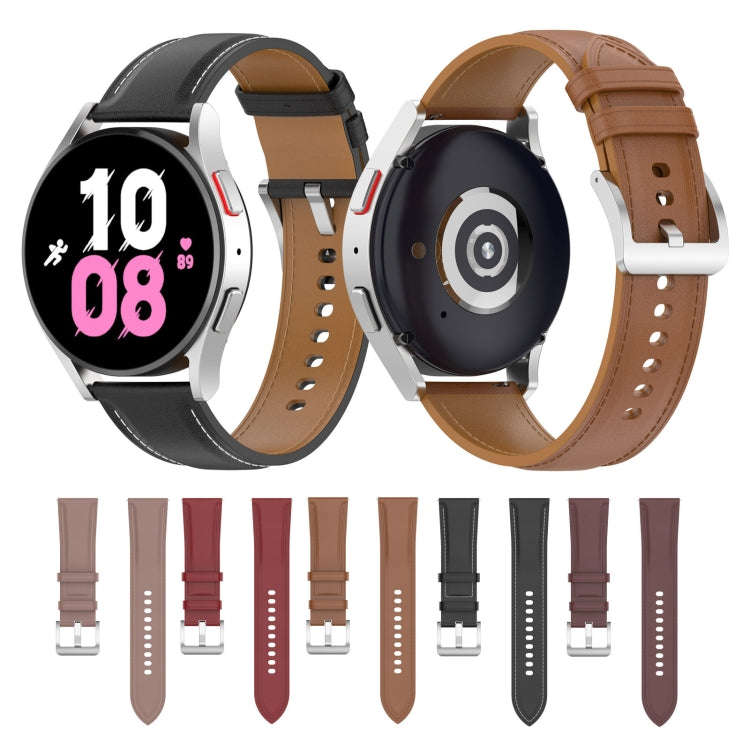 For Samsung Galaxy Watch 5 Pro 45mm Premium Leather Watch Band(Dark Pink)