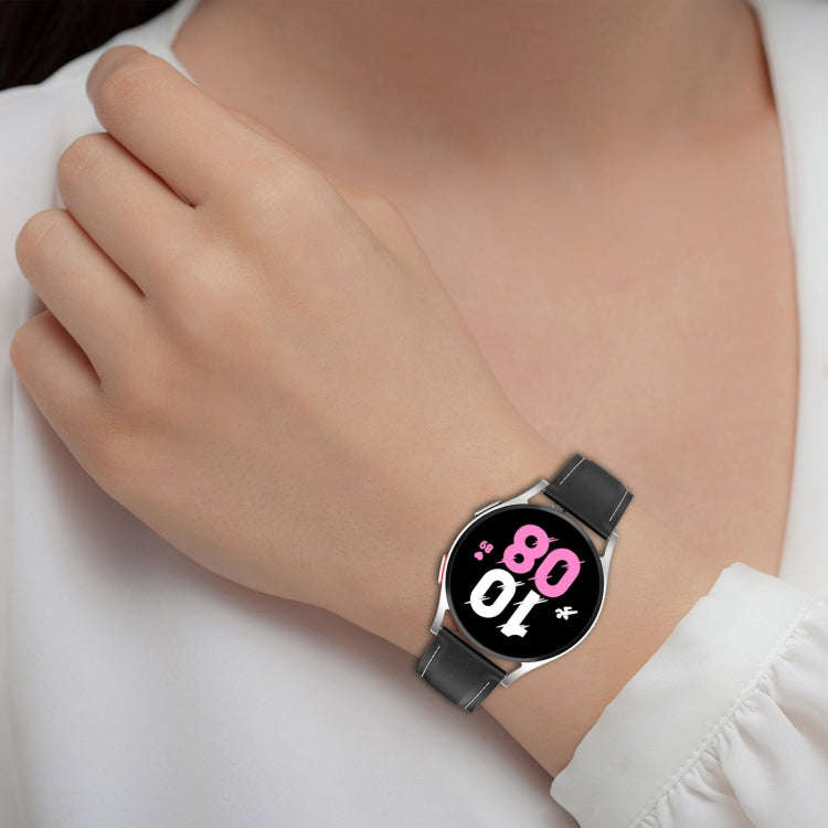 For Samsung Galaxy Watch 5 Pro 45mm Premium Leather Watch Band(Dark Pink)