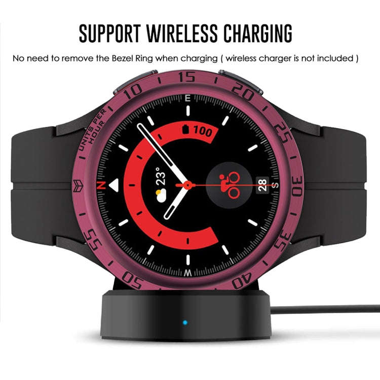 For Samsung Galaxy Watch5 Pro 45mm A Style Dial Steel Protective Frame(Wine Red)