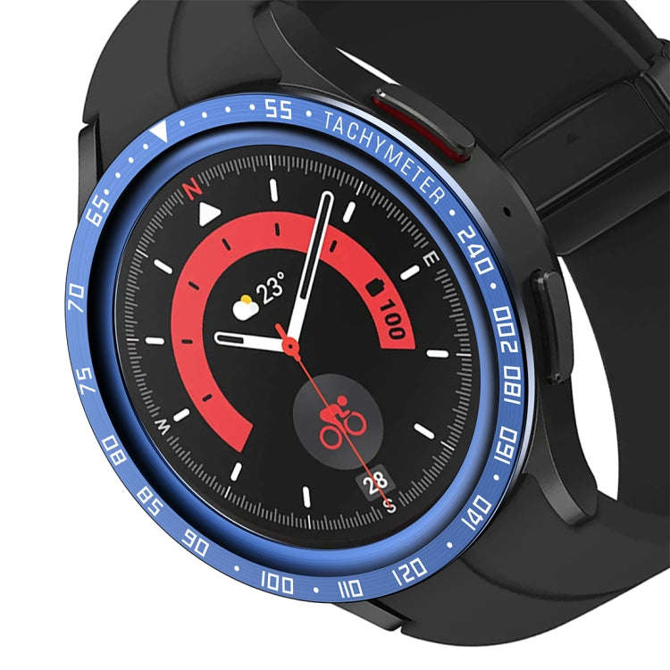 For Samsung Galaxy Watch5 Pro 45mm E Style Dial Steel Protective Frame(Blue)