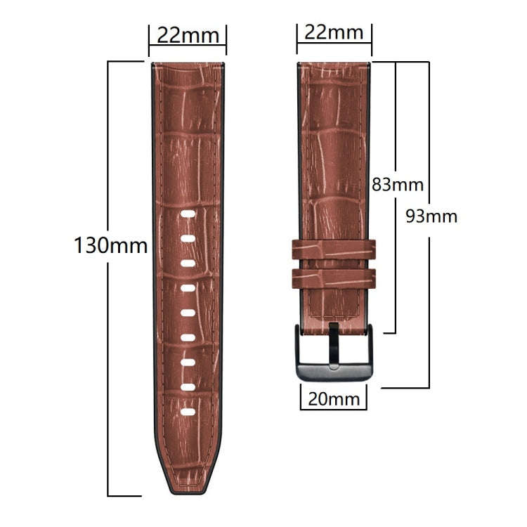 For Huawei GT 3 Pro 46mm Bamboo Joint Texture Silicone Leather Watch Band(Dark Brown)