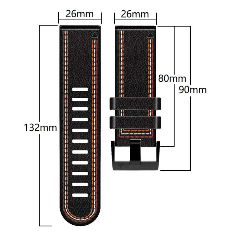 For Garmin Fenix 7X Tricolor Stitching Silicone Leather Watch Band(Black)