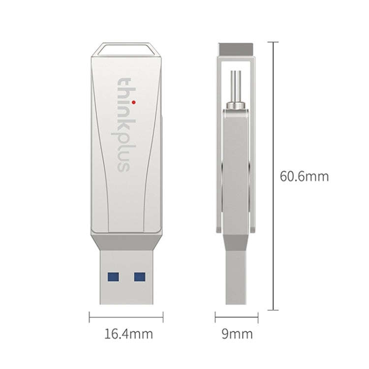 Lenovo Thinkplus MU252 USB 3.1 + USB-C / Type-C Flash Drive, Memory:256GB (Silver)