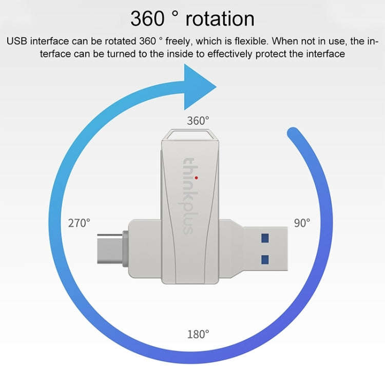 Lenovo Thinkplus MU252 USB 3.1 + USB-C / Type-C Flash Drive, Memory:256GB (Silver)