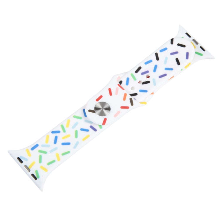 Rainbow Raindrops Silicone Watch Band For Apple Watch 8 41mm(White)