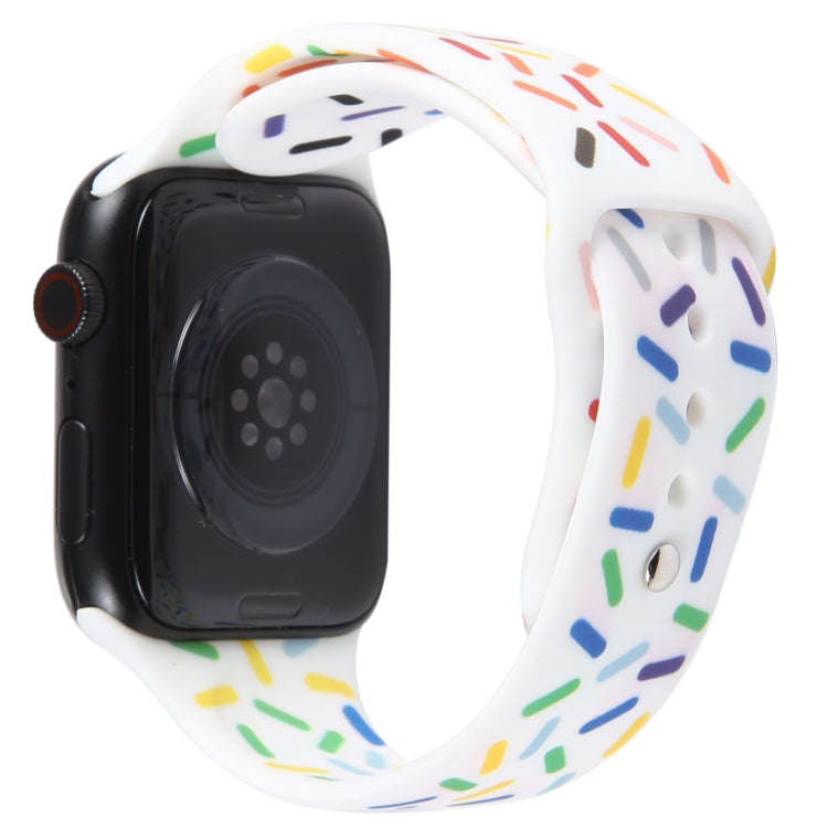 Rainbow Raindrops Silicone Watch Band For Apple Watch 8 41mm(White)