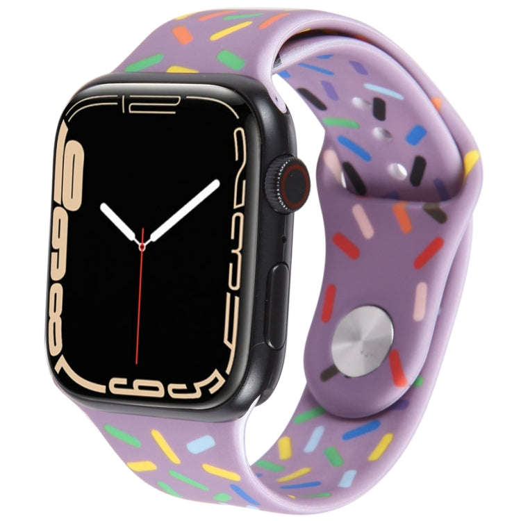 Rainbow Raindrops Silicone Watch Band For Apple Watch 8 41mm(Light Purple)