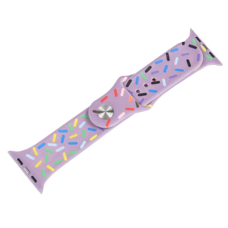 Rainbow Raindrops Silicone Watch Band For Apple Watch 8 41mm(Light Purple)