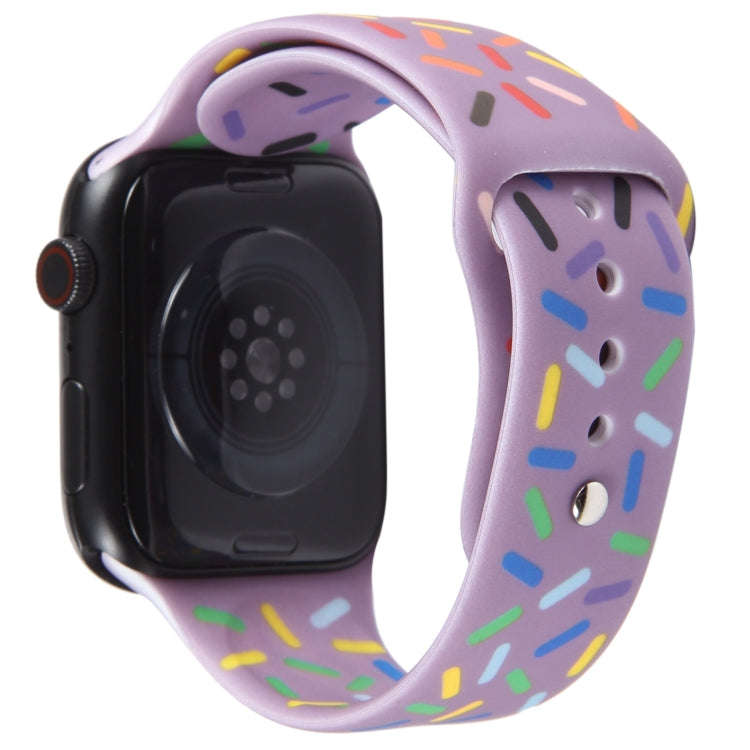 Rainbow Raindrops Silicone Watch Band For Apple Watch 8 41mm(Light Purple)