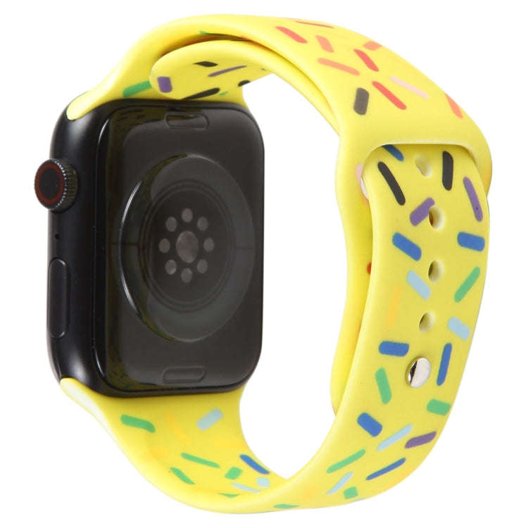 Rainbow Raindrops Silicone Watch Band For Apple Watch 8 41mm(Yellow)