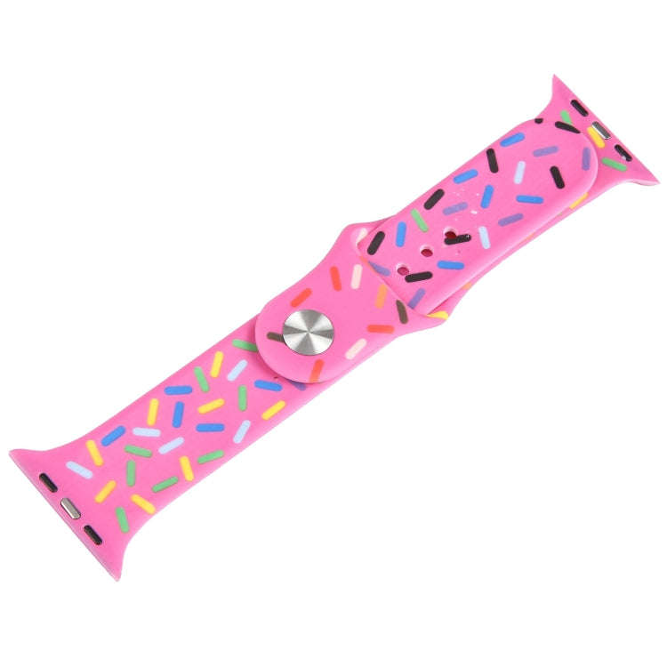 Rainbow Raindrops Silicone Watch Band For Apple Watch 8 41mm(Rose Red)