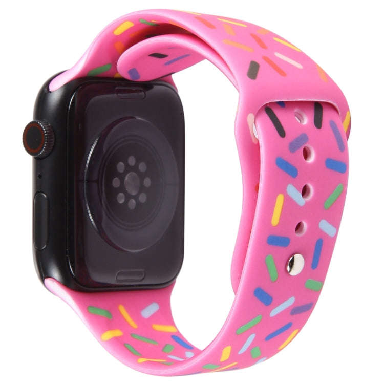 Rainbow Raindrops Silicone Watch Band For Apple Watch 8 41mm(Rose Red)