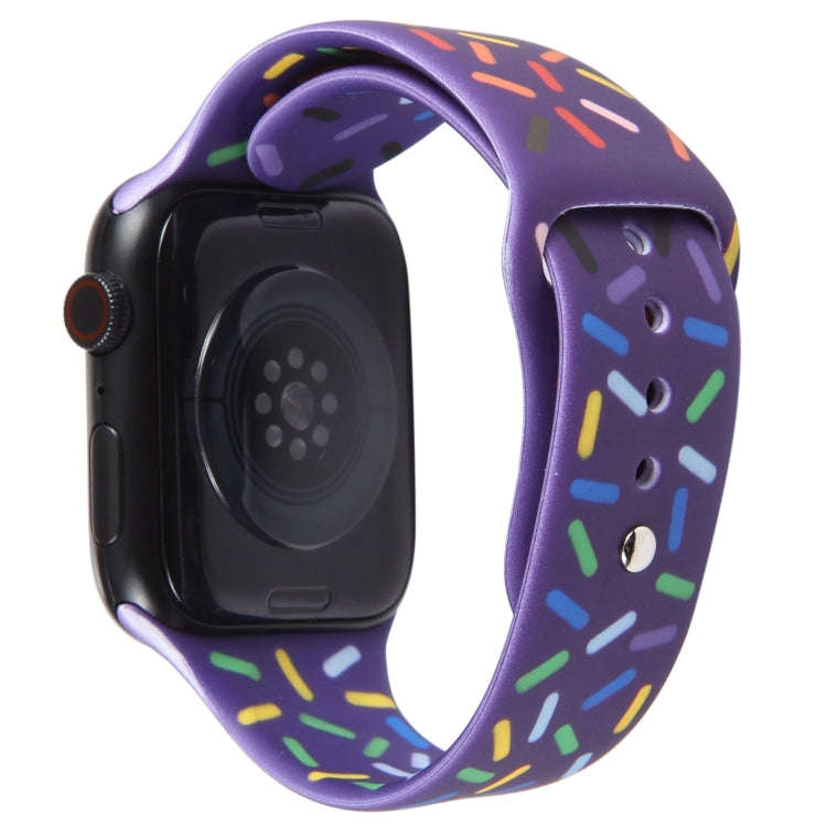 Rainbow Raindrops Silicone Watch Band For Apple Watch 6 44mm(Dark Purple)