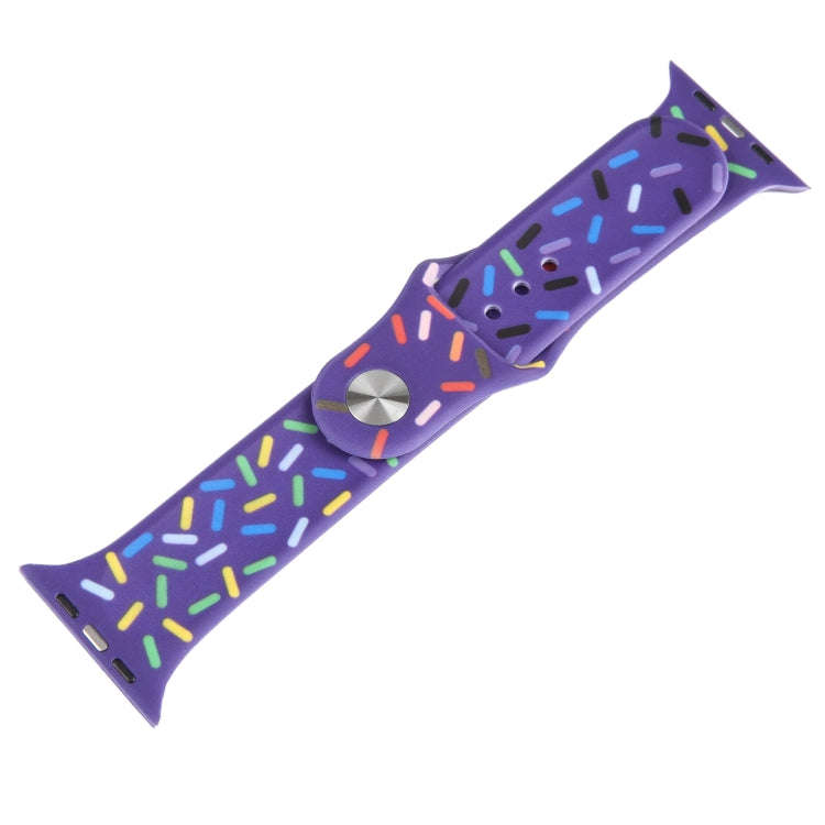 Rainbow Raindrops Silicone Watch Band For Apple Watch 3 38mm(Dark Purple)