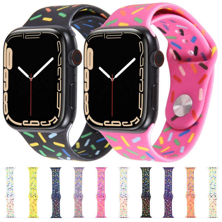 Rainbow Raindrops Silicone Watch Band For Apple Watch 8 41mm(Rose Red)