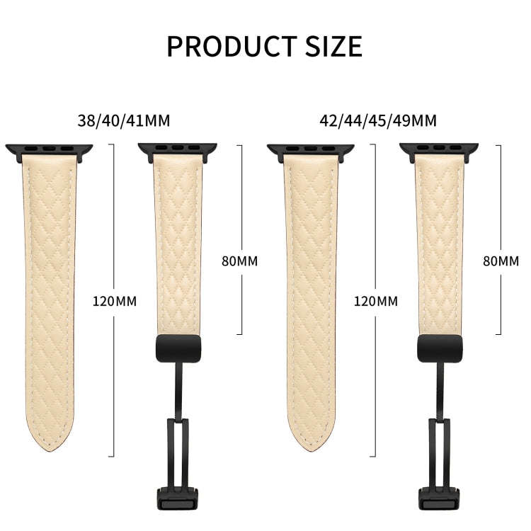 For Apple Watch 6 40mm Folding Buckle Rhombus Leather Watch Band(Starlight)