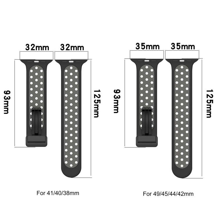 For Apple Watch 7 45mm Magnetic Buckle Silicone Watch Band(Navy White)