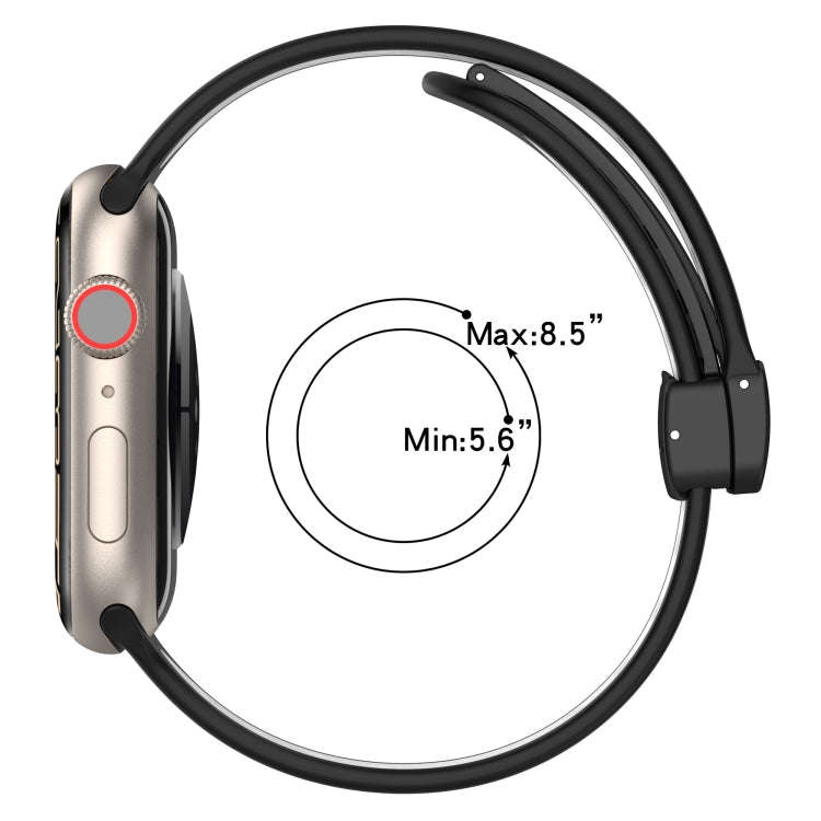 For Apple Watch 7 45mm Magnetic Buckle Silicone Watch Band(Navy White)