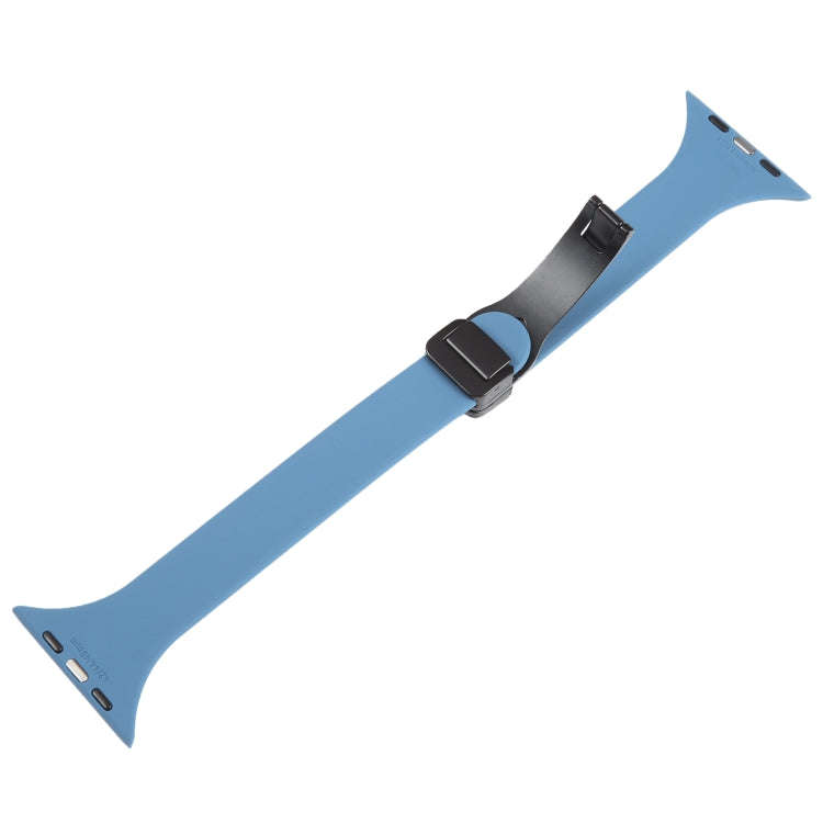 For Apple Watch 42mm Magnetic Buckle Slim Silicone Watch Band(Blue)