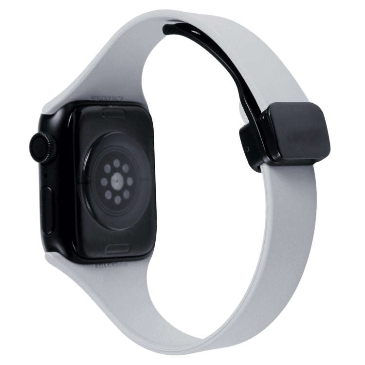 For Apple Watch 38mm Magnetic Buckle Slim Silicone Watch Band(Light Grey)