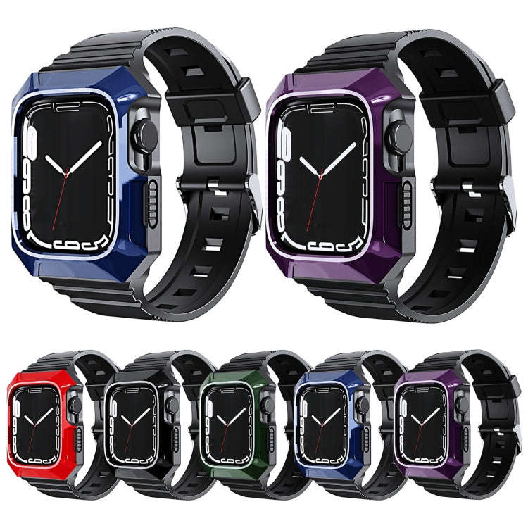 For Apple Watch Ultra 3 / 2 49mm PC Rugged Case Integrated TPU Watch Band(Blue)