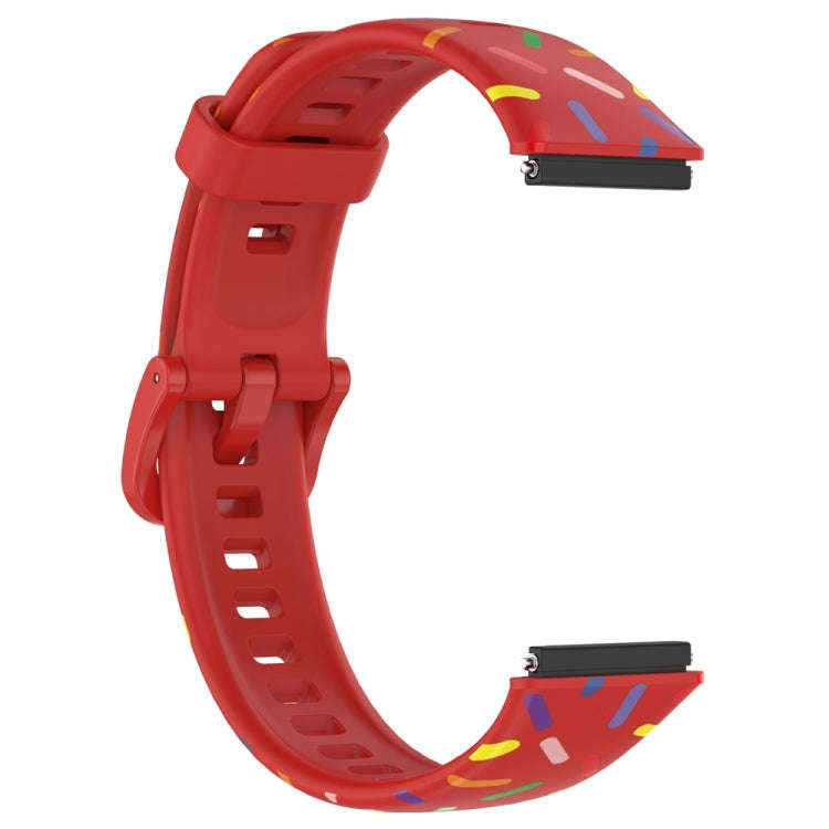 For Huawei Band 7 Sports Rainbow Dots Silicone Watch Band(Red)