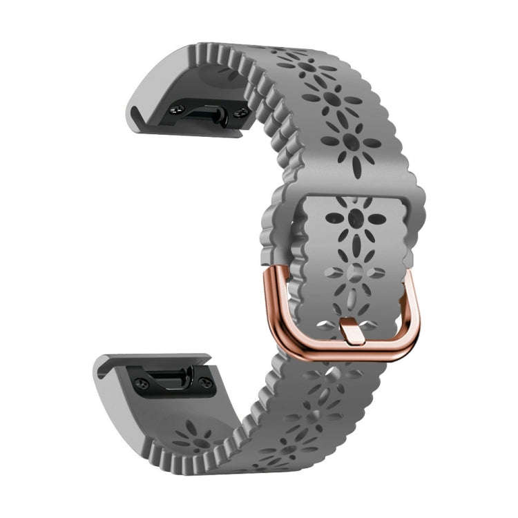 For Garmin Epix Pro 42mm Lady Lace Punch Silicone Watch Band(Grey)