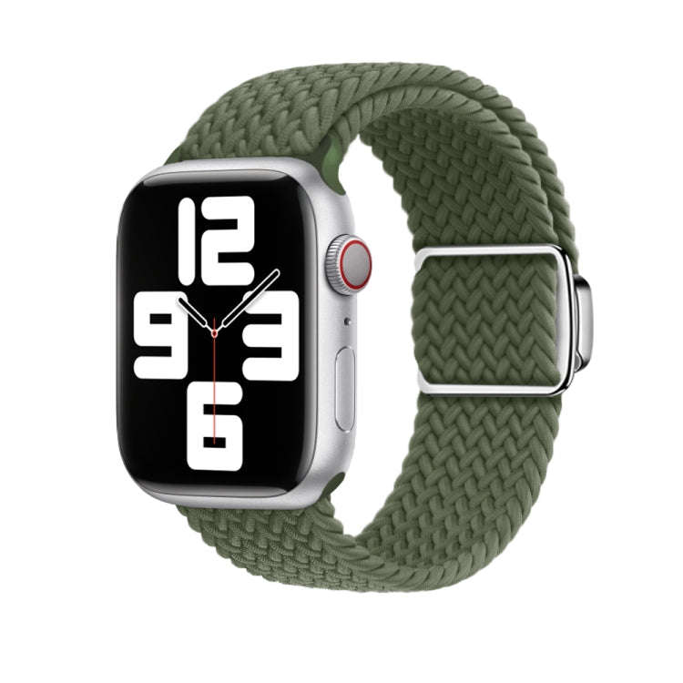 For Apple Watch Series 6 44mm Nylon Loop Magnetic Buckle Watch Band(Dark Olive)