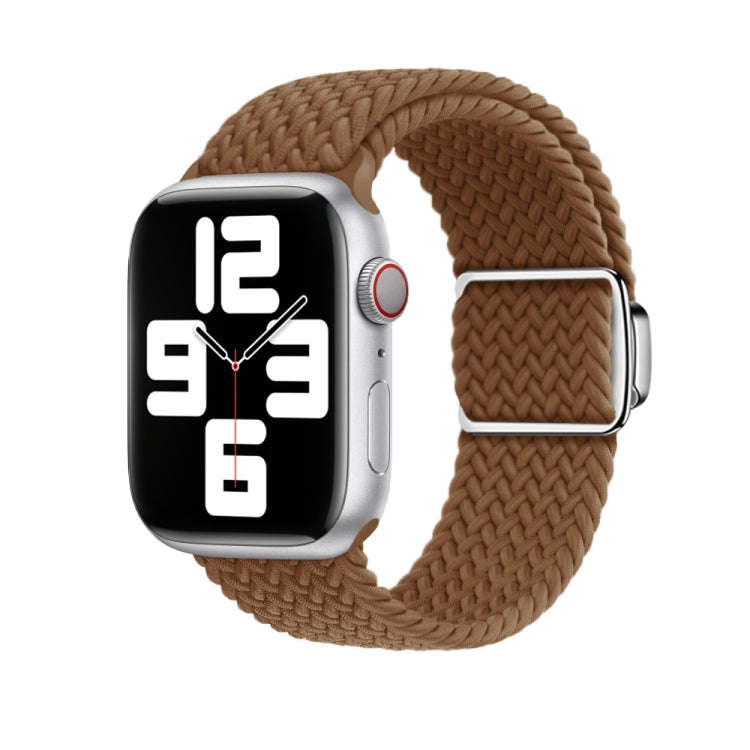 For Apple Watch Series 3 38mm Nylon Loop Magnetic Buckle Watch Band(Brown)