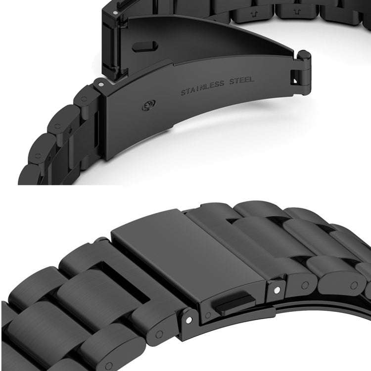 For Huawei Watch 4 / 4 Pro Three Bead Stainless Steel Watch Band(Black Silver)