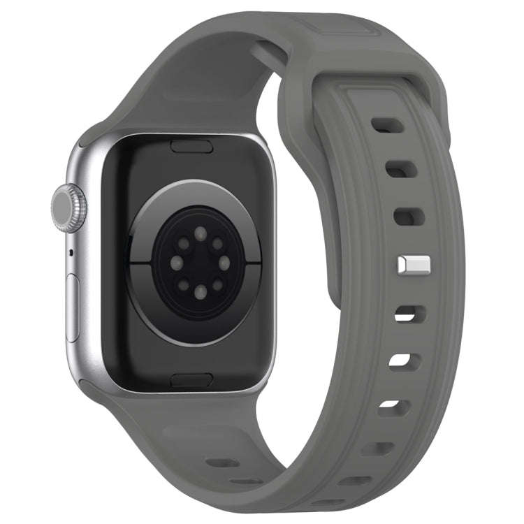 For Apple Watch 6 44mm Square Buckle Silicone Watch Band(Dark Grey)