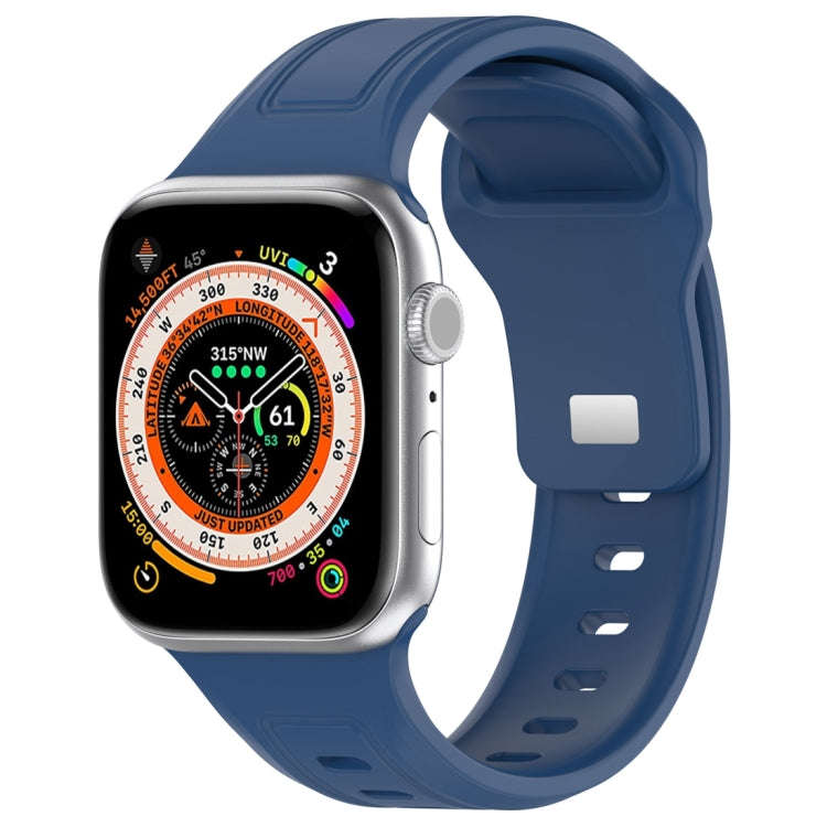 For Apple Watch 6 44mm Square Buckle Silicone Watch Band(Dark Blue)