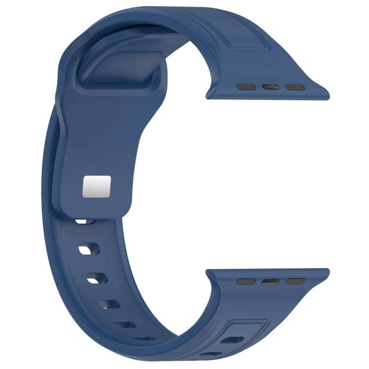 For Apple Watch 6 44mm Square Buckle Silicone Watch Band(Dark Blue)