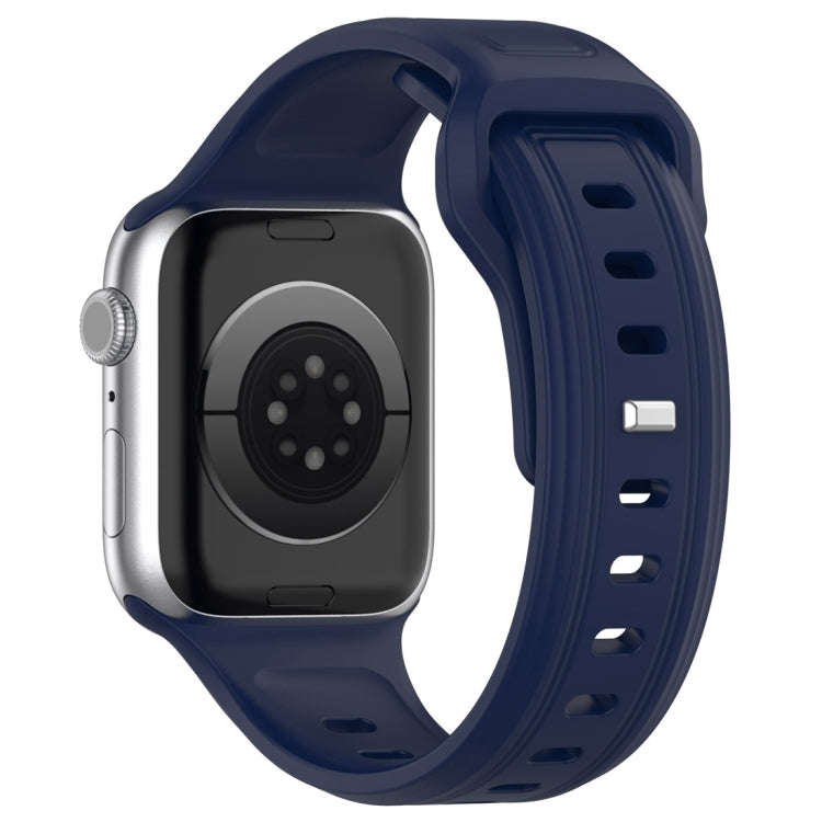 For Apple Watch 5 40mm Square Buckle Silicone Watch Band(Midnight Blue)