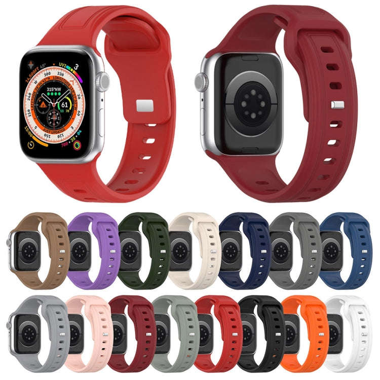 For Apple Watch 4 44mm Square Buckle Silicone Watch Band(Midnight Blue)