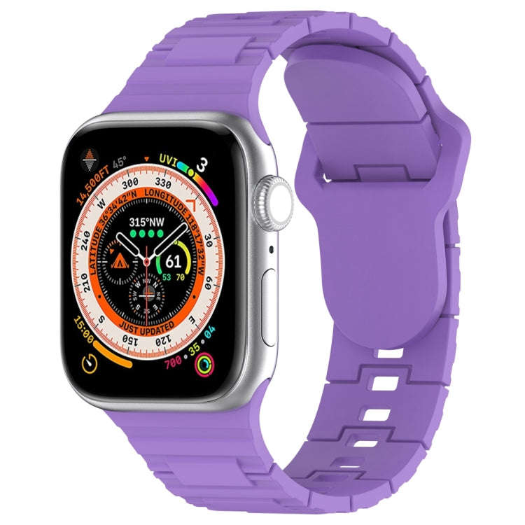 For Apple Watch 7 41mm Square Buckle Armor Style Silicone Watch Band(Purple)